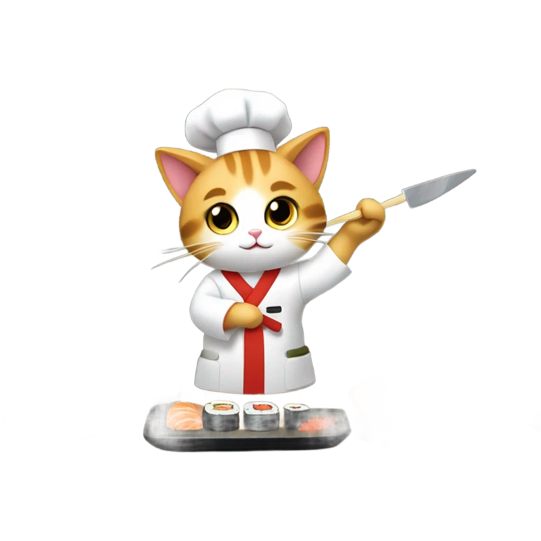 Cat as a sushi chef emoji