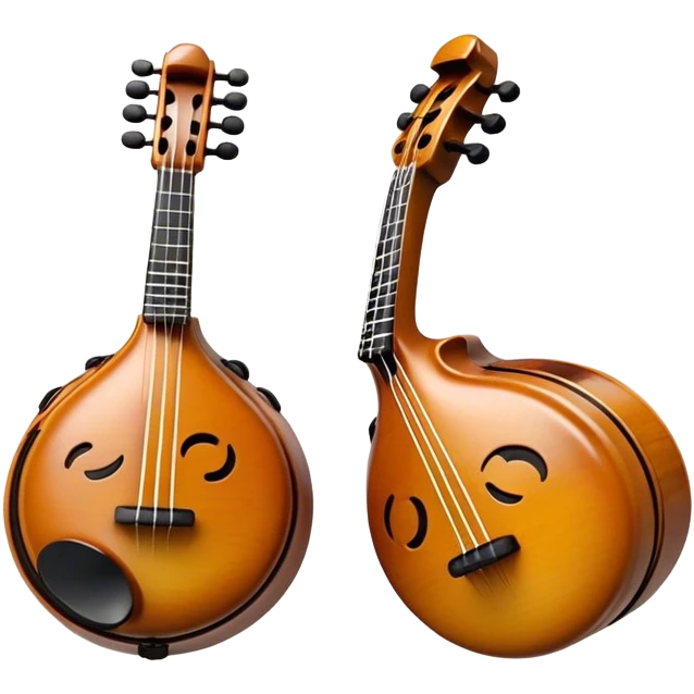Create a lively and rhythmic emoji representing castanets. The design should feature the iconic wooden or plastic castanets with a glossy finish, held in an open position to showcase their shape. Include subtle details like the grooves or carvings on the castanets to reflect their craftsmanship. Add musical notes or small soundwaves around them to suggest the percussive sound they produce. Use warm, earthy tones like brown, tan, and red to evoke their traditional, vibrant feel. The background should be transparent. emoji