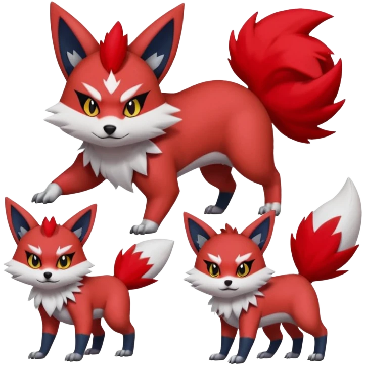 Scarley scarlet Zangoose-Litten-Zorua-chipmunk-Werewolf-Fakemon-Pokémon-creature (full body) emoji