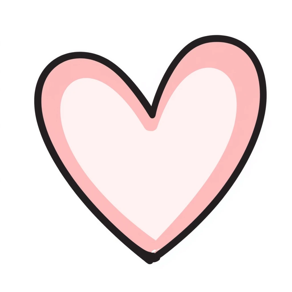 light pink heart hand drawn doodle style emoji