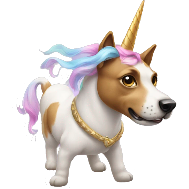 Dog on a unicorn emoji