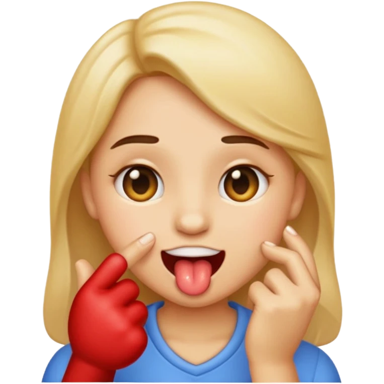 Flirty emoji biting finger emoji