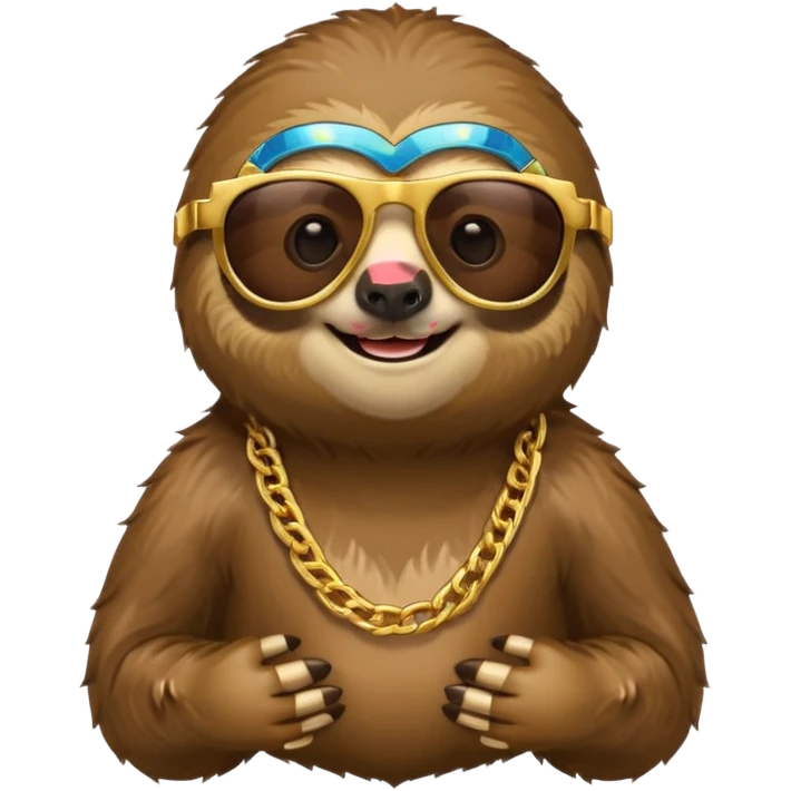 Sloth with sunglasses and gold chains emoji