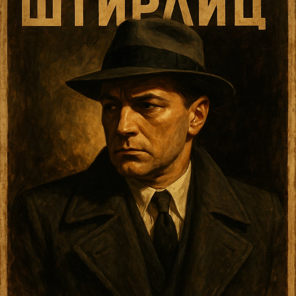 Штирлиц in a vintage spy movie poster style, dramatic lighting emoji