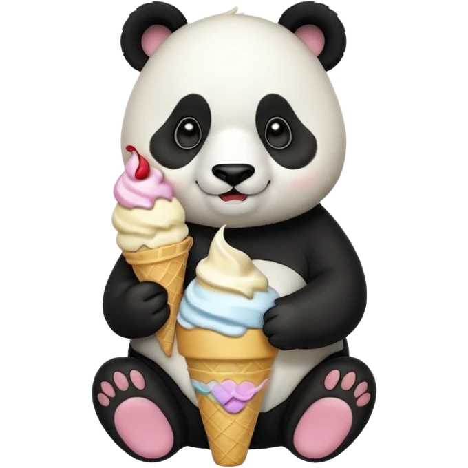 Panda eating ice cream emoji