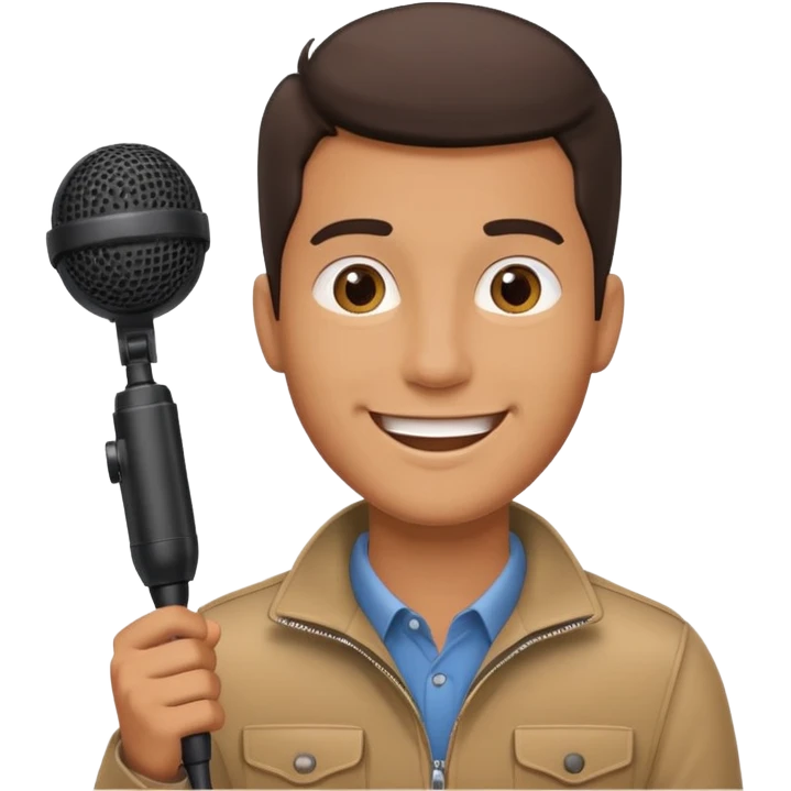 man holding a long over head boom microphone emoji