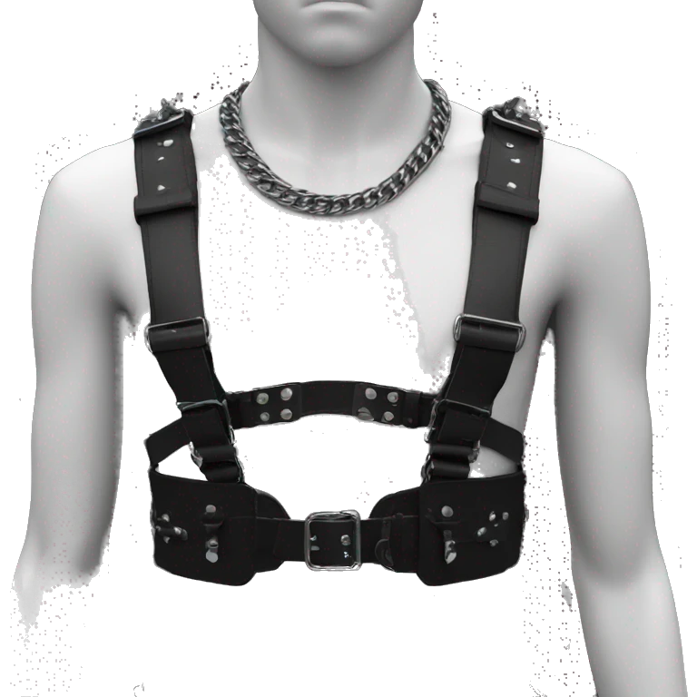 Black punk fashion chest leather harness emoji
