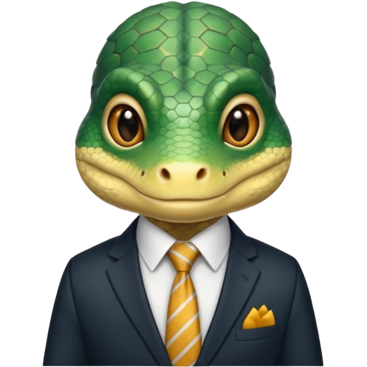 cute reptile with tie & suit emoji