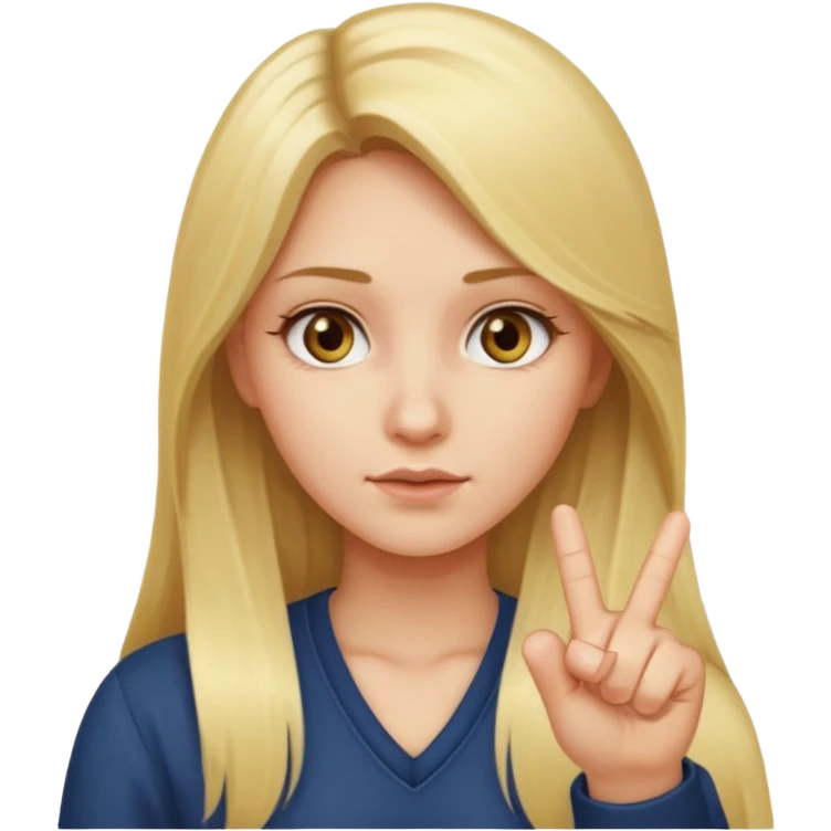 Girl with long blonde hair and hazel eyes giving you the middle finger emoji