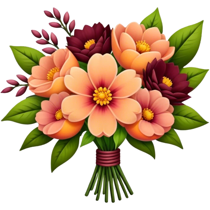 Peach and maroon flower bouquet  emoji