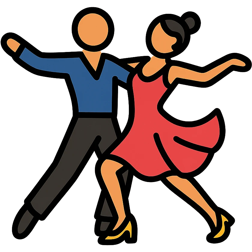 latin ballroom dance elegant couple in motion vibrant costumes dynamic pose icon emoji