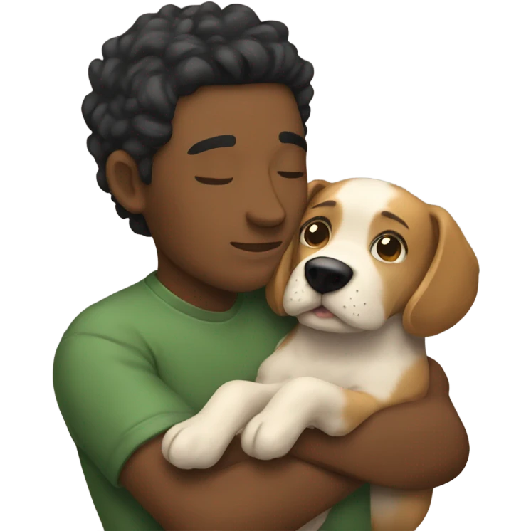 Boyfriend and dog snuggling emoji