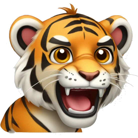 tiger making fun of a monkey emoji