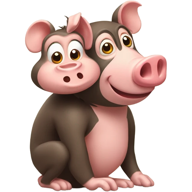 monkey and a pig together  emoji