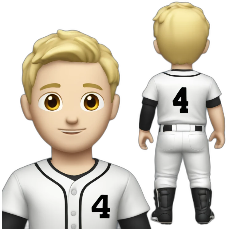 Blonde short hair male baseball player. From back looking over shoulder. Name on back of uniform is C-Rob with a number 4 emoji