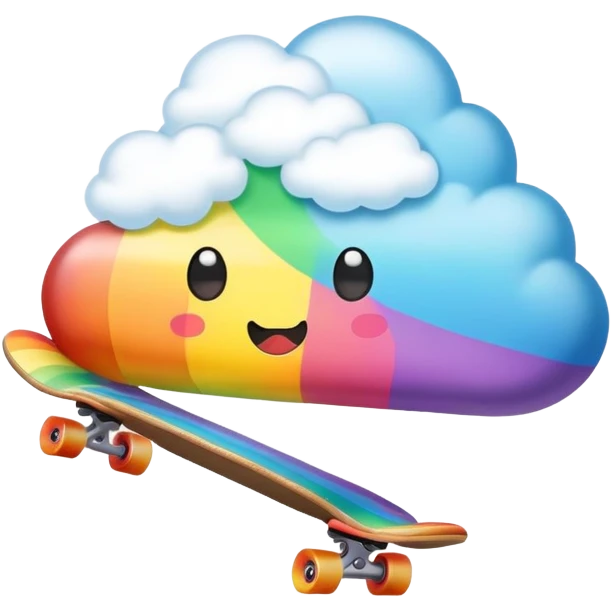 rainbow kawaii Poop cloud skateboarding  emoji