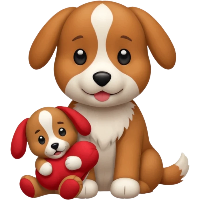 Dog playing with a stuffed animal emoji