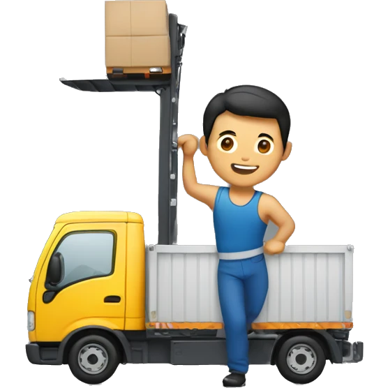 Asian man lifting truck emoji