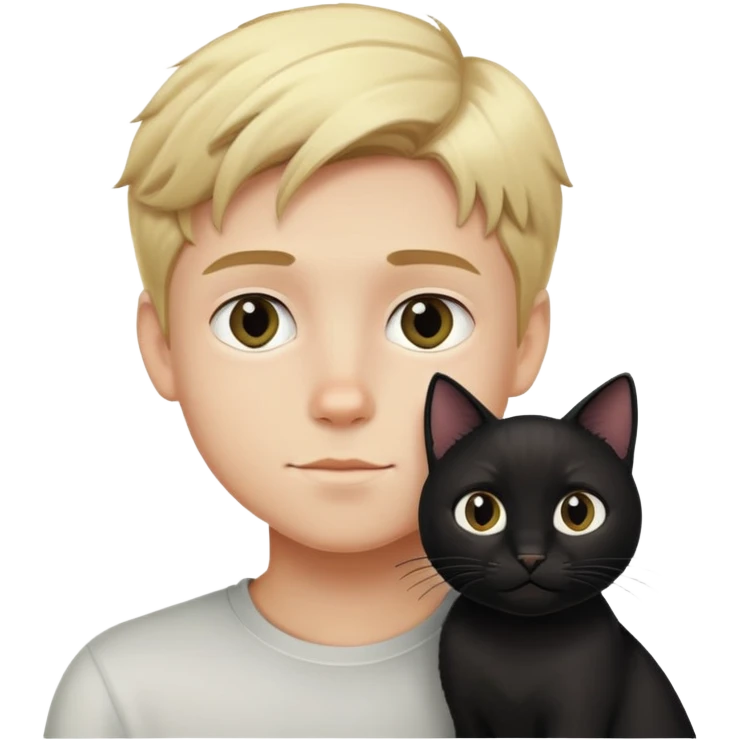 blonde boy black cat emoji
