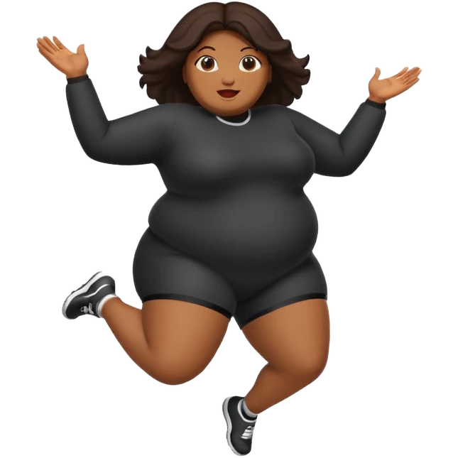 Black obesity lady jumping  emoji