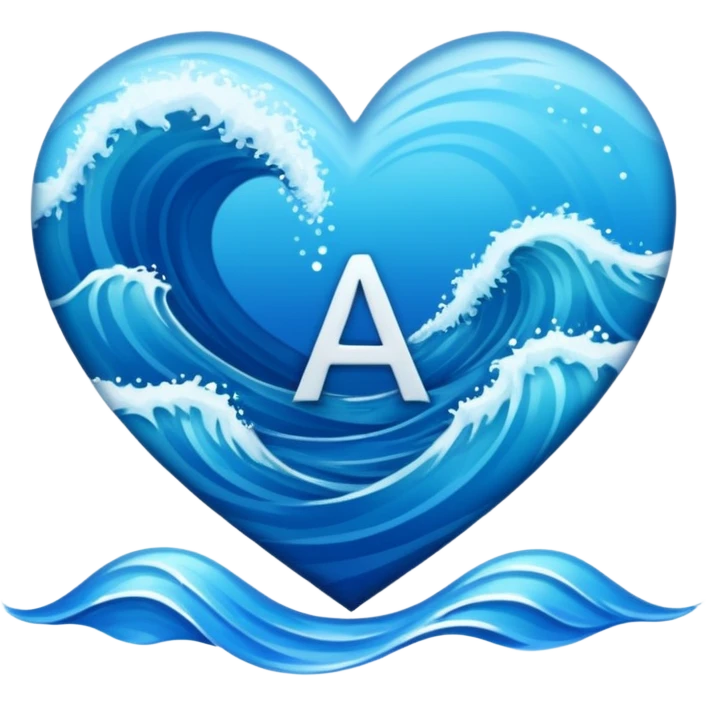 ocean heart with letter A emoji