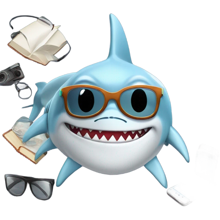 Nerdy shark emoji