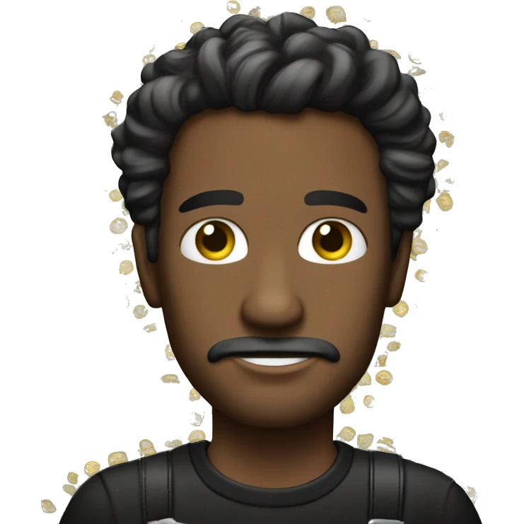 Hombre con pelo rizado y camiseta negra, con dinero en las manos emoji