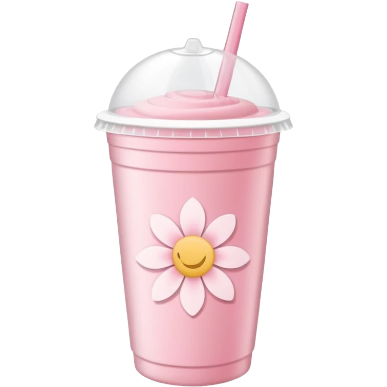 Pastel pink and white Sakura flower smoothie inside a plastic cup with a lid and straw  emoji