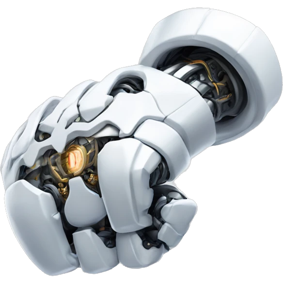 white mechanical cyborg bicep flexing emoji