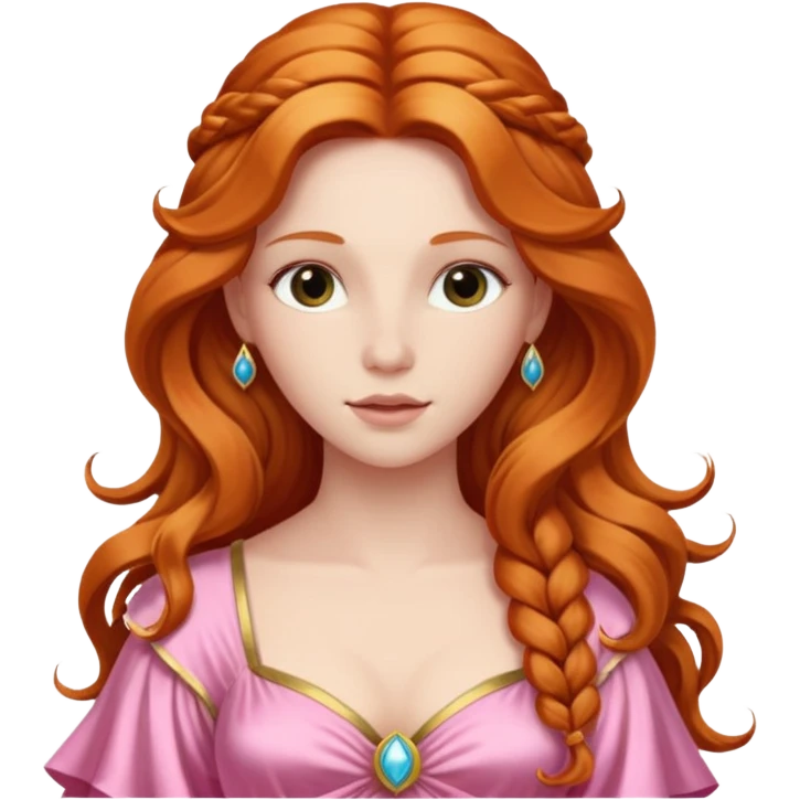 Venus, Love Goddess from Rome Mythology with long ginger hair, pink outfit emoji