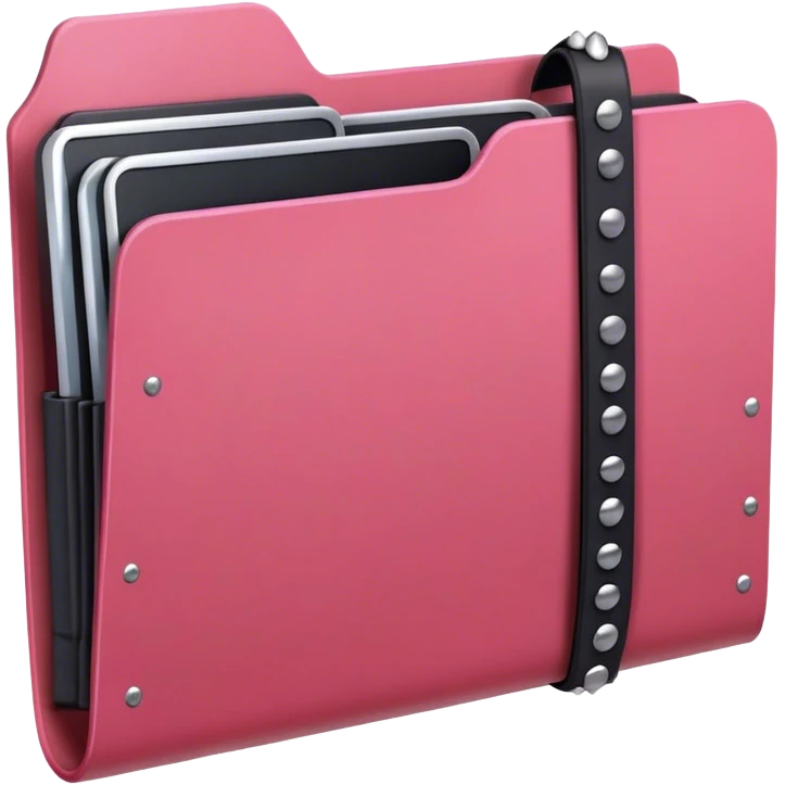 red folder with iron rivets and black beltpink folder with iron rivets emoji