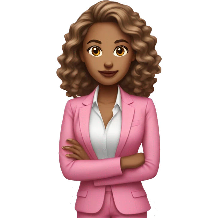 Girl boss light skinned Latina in pink suit with wavy hair  emoji