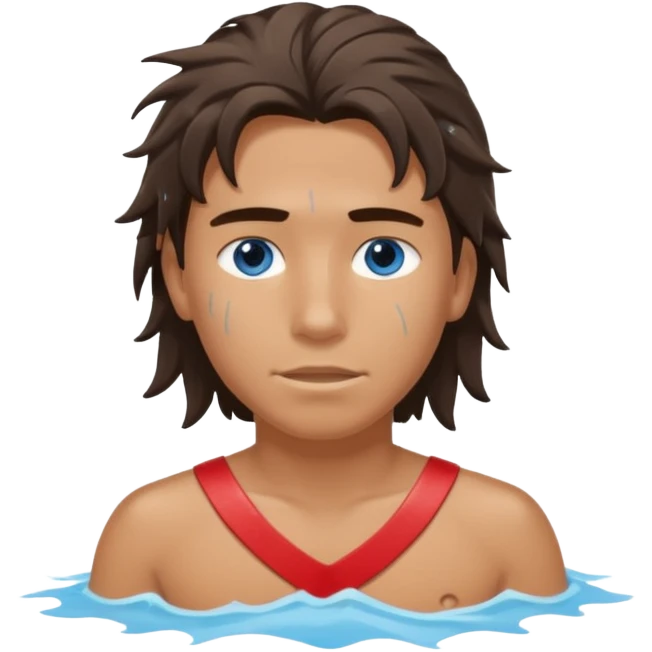 Lifeguard Native American Teenager with messy hair rescuing someone emoji