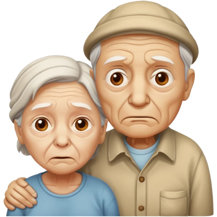 Old person with permanent confusion and deep sadness in their eyes hobbling around with their shell of a partner emoji