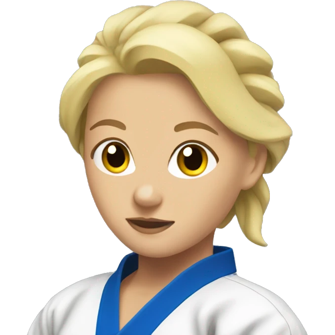 blonde female judo athlete, looking sideways emoji