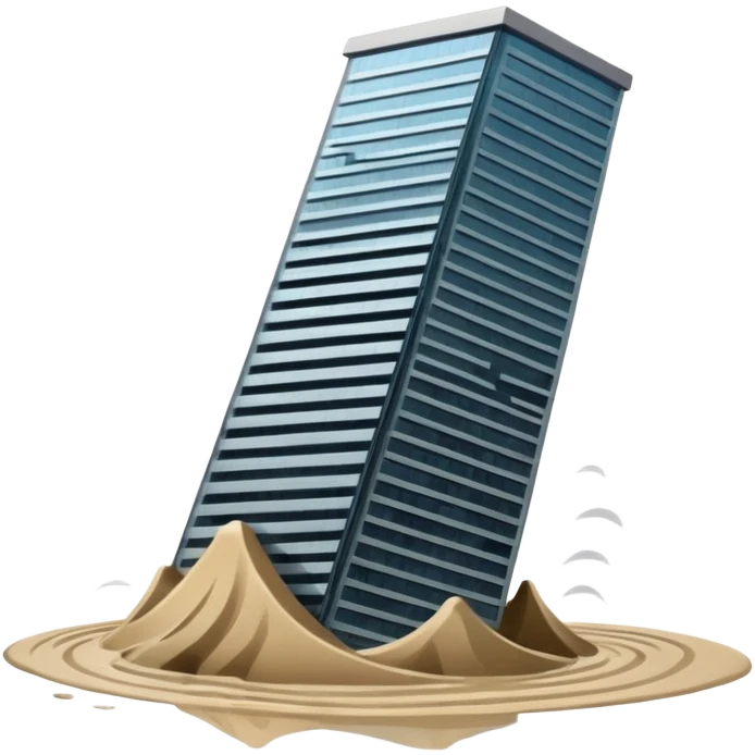 Skyscraper collapsing on quicksand emoji