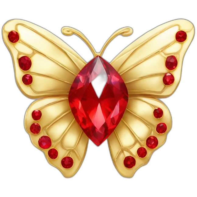 gold and red diamond butterfly jewel emoji