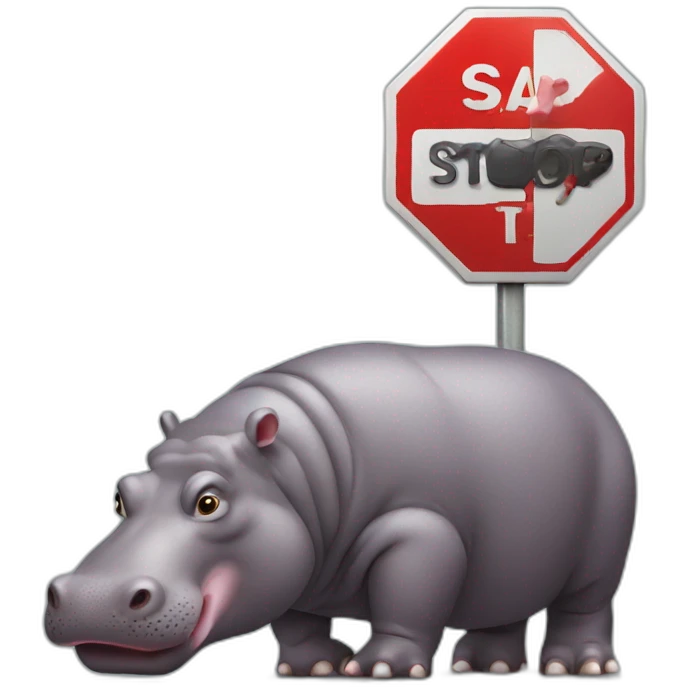 Hippo eating stop sign emoji
