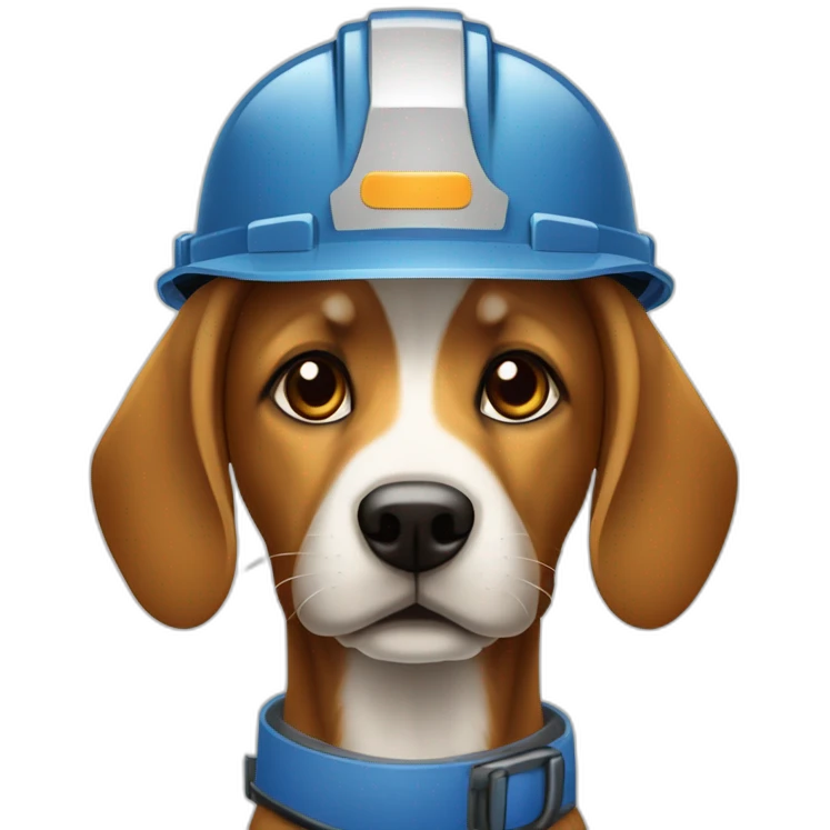 Chien en tenu de sécurité de chantier emoji