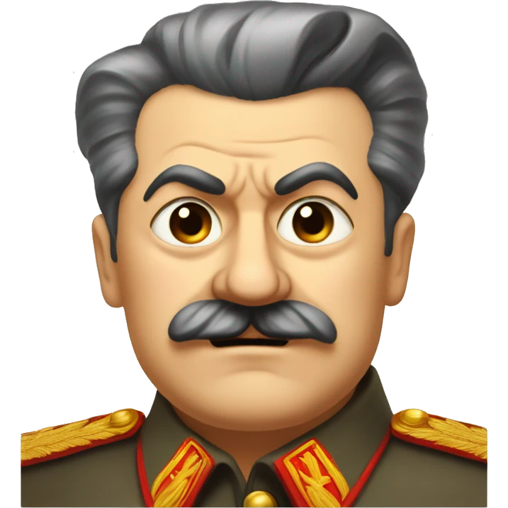 Stalin looking cross-eyed, blushing while squinging slightly emoji