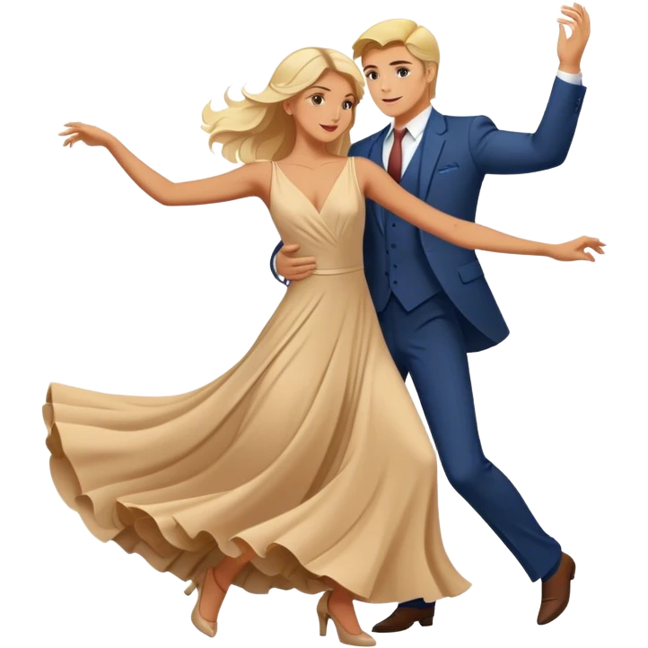 Blonde and brunette Couple dancing together romantically  emoji