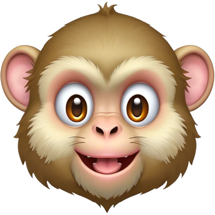 Cinematic Adorably Mischievous Macaque Portrait Emoji, Head tilted in a playful wink with an exaggerated, cheeky grin and a slightly raised eyebrow, featuring a compact, nimble build with fluffy fur and round, twinkling eyes brimming with mischief, Simplified yet irresistibly endearing features, highly detailed, glowing with a bright, joyful radiance, high shine, lively and quirky, stylized with an air of whimsical primate fun, soft glowing outline, capturing the essence of a mischievous macaque that seems ready to pull a playful face and scamper into your heart! emoji