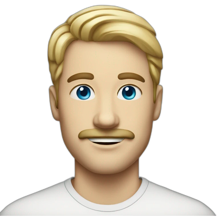 thirty years old tall short blond man with moustache and blue eyes emoji