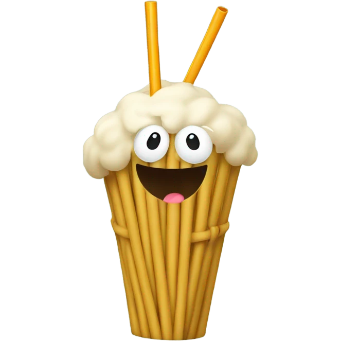 Straw with legs and smile  emoji