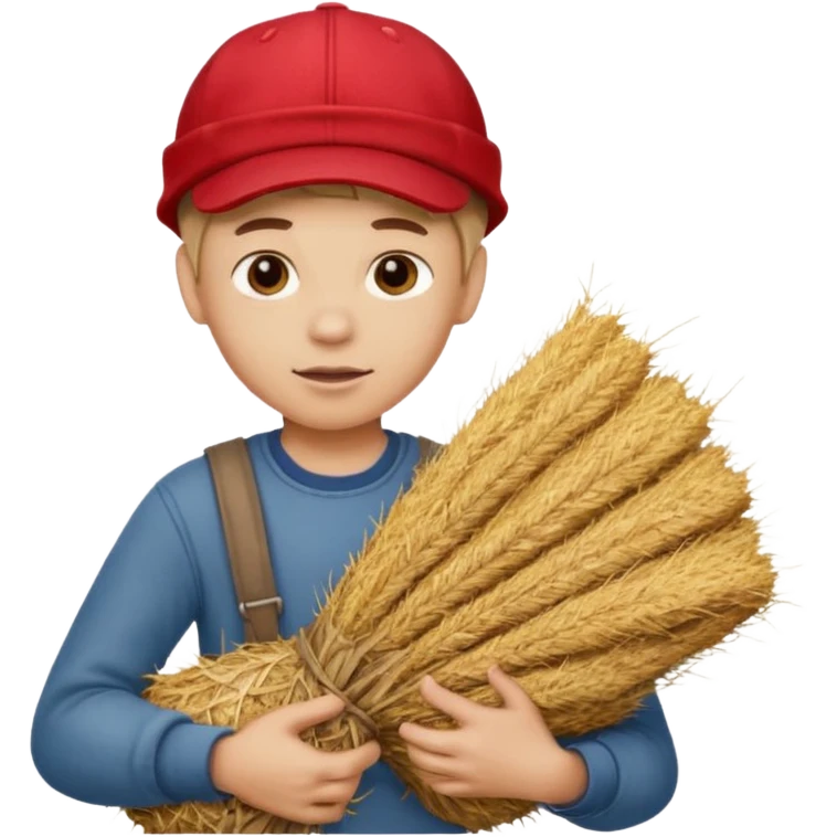 Boy helping farm – Red cap, carrying hay


 emoji