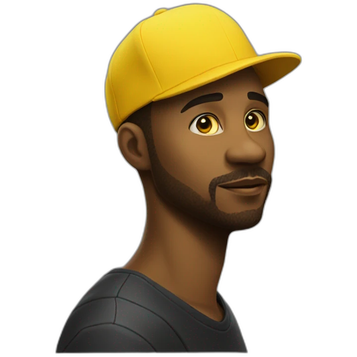 Black man with a yellow bob hat black pabther movie tattoo emoji