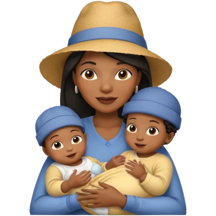 black Mother with Hats with her baby emoji
