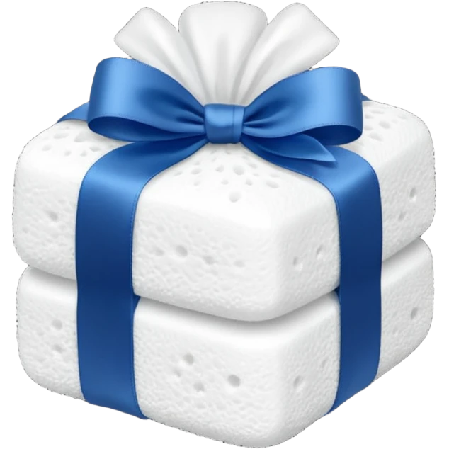 White bath sponge with satin ribbon, clean minimal style emoji