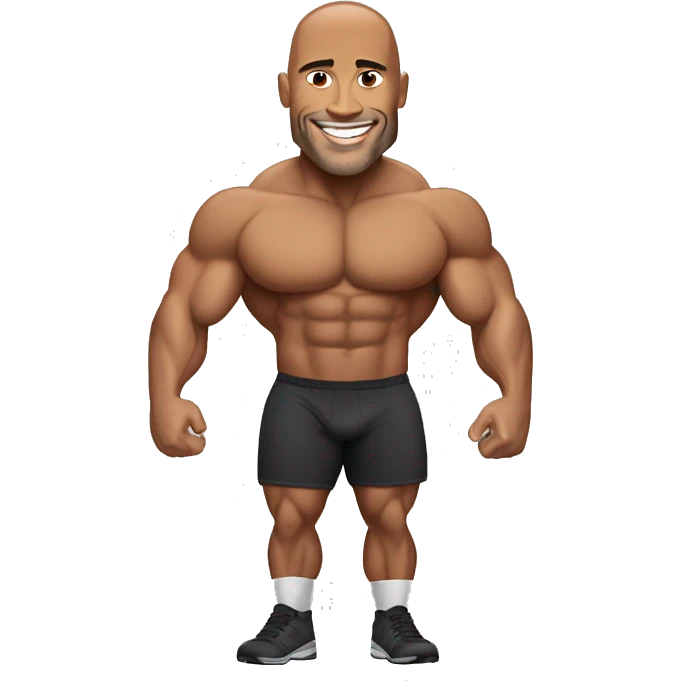 sport muscular men looks like Dwayne Johnson smiling  emoji