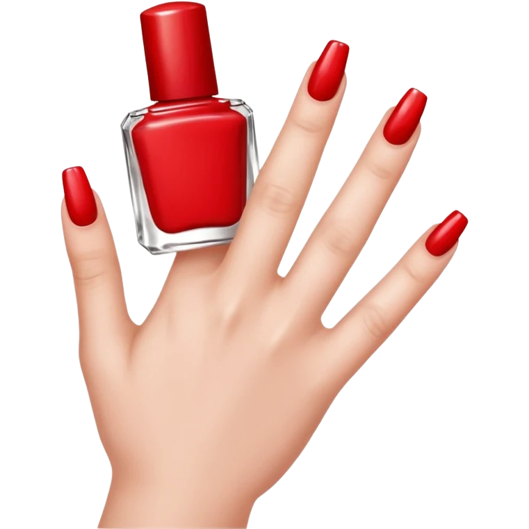 hand with painted nails and nail polish bottle emoji